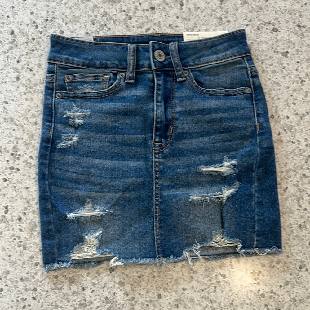 Denim Distressed Skirt